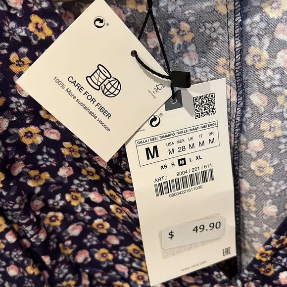 ZARA NWT Purple Floral Dress - Picture 4 of 7